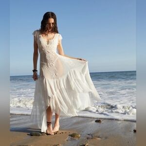 Current Mood Dolls Kill NWT Wishful Wanderlust Sheer Embroidered Midi Dress S